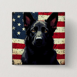 Patriotic Black German Shepherd USA American Flagg Knapp