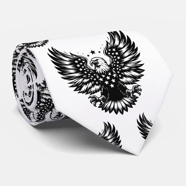 Patriotic Black & White American Flagga Örn Slips (Rullad)