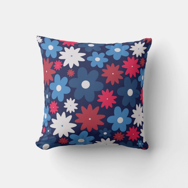 Patriotic Blommigt Firande Kudde (Framsida)