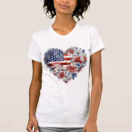 Patriotic Blommigt Heart T-Shirt
