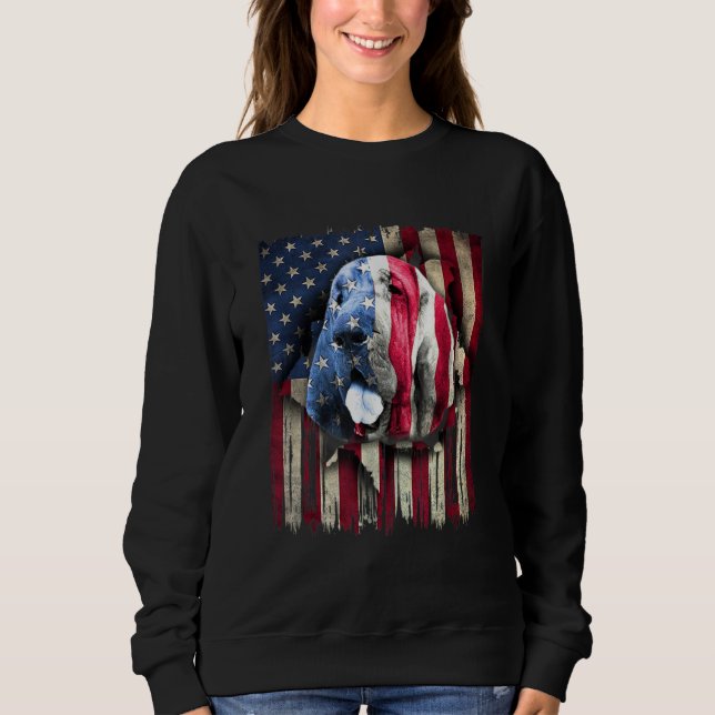 Patriotic Bloodhound American Flag USA Dog T Shirt (Framsida)