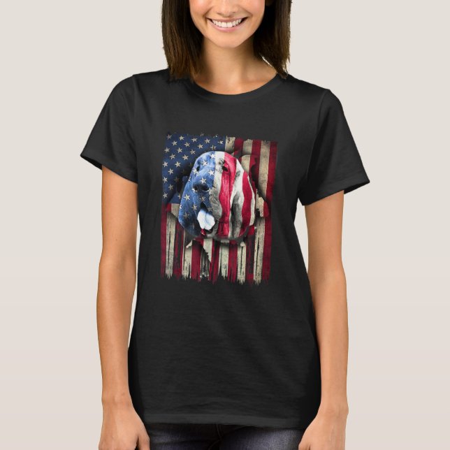 Patriotic Bloodhound American Flag USA Dog T Shirt (Framsida)