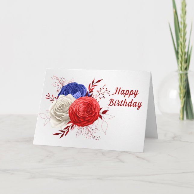 Patriotic Bloom Trio Birthday Kort (Framsida)