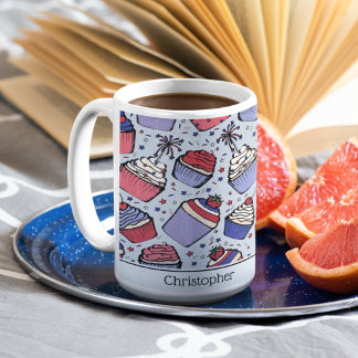 Patriotic Blue Juli 4:e Muffinsen Anpassningsbar Kaffemugg