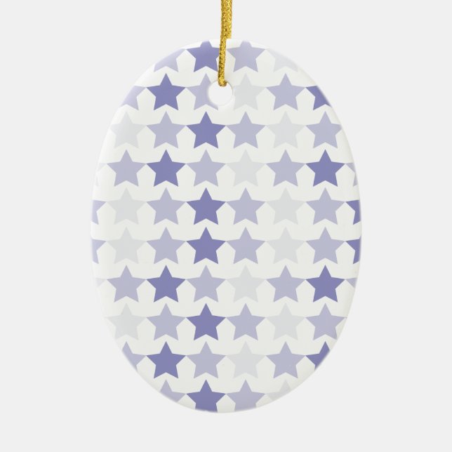 Patriotic Blue Ombre Stars Julgransprydnad Keramik (Framsidan)