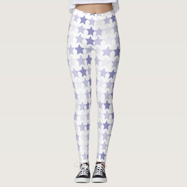 Patriotic Blue Ombre Stars Leggings (Framsida)