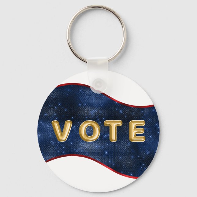 Patriotic Blue Wave Vote Nyckelring (Framsida)