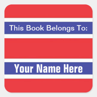 Patriotic Bok Ownership Label #2 Square Sticker Fyrkantigt Klistermärke