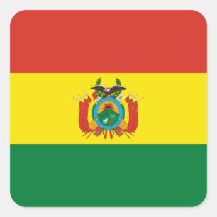 Patriotic Bolivia Flagga Fyrkantigt Klistermärke