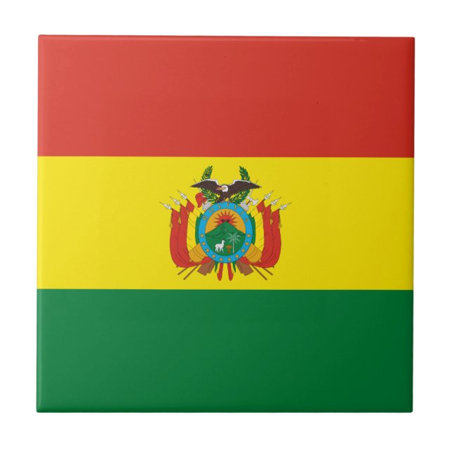 Patriotic Bolivia Flagga Kakelplatta (Framsidan)