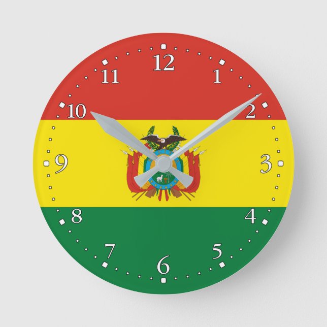 Patriotic Bolivia Flagga Rund Klocka (Framsida)