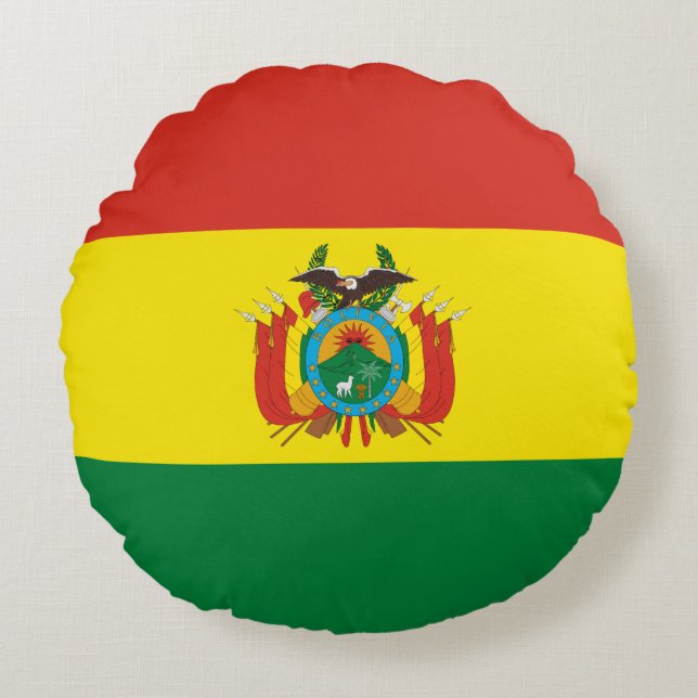 Patriotic Bolivia Flagga Rund Kudde (Framsidan)