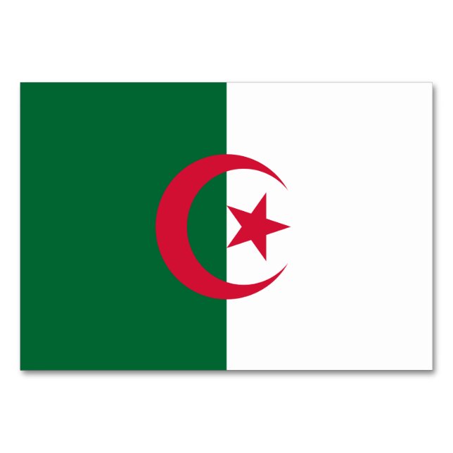 Patriotic bord-kort med Flagga Algeriet Bordsnummer (Baksidan)