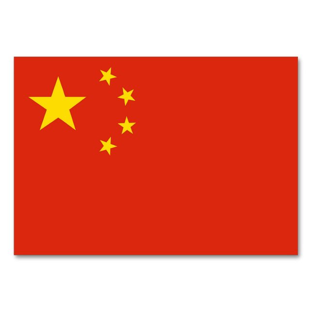 Patriotic bord-kort med Flagga av China Bordsnummer (Baksidan)