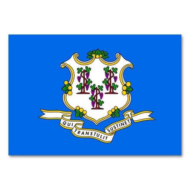 Patriotic bord-kort med Flagga av Connecticut Bordsnummer (Framsidan)