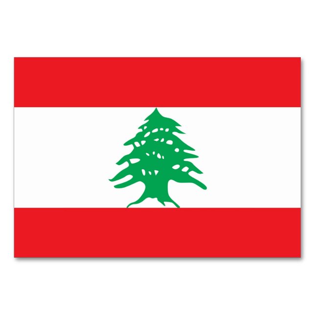 Patriotic bord-kort med Flagga av Libanon Bordsnummer (Baksidan)
