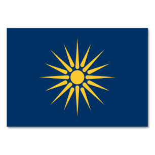 Patriotic bord-kort med Flagga av Makedonien Bordsnummer