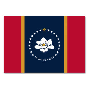 Patriotic bord-kort med Flagga av Mississippi Bordsnummer