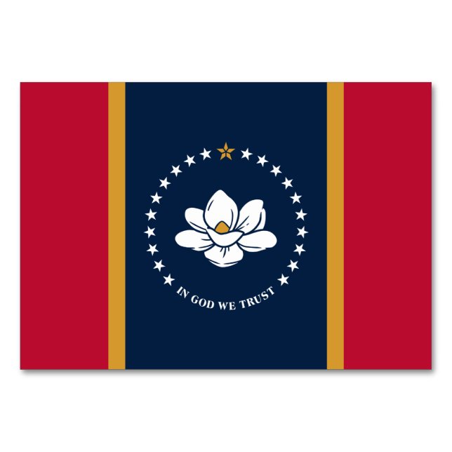 Patriotic bord-kort med Flagga av Mississippi Bordsnummer (Framsidan)