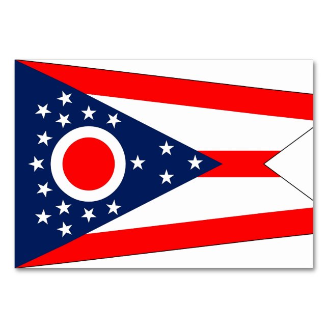 Patriotic bord-kort med Flagga av Ohio Bordsnummer (Baksidan)
