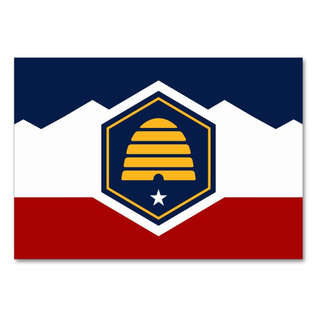 Patriotic bord-kort med Flagga av Utah, USA Bordsnummer (Framsidan)