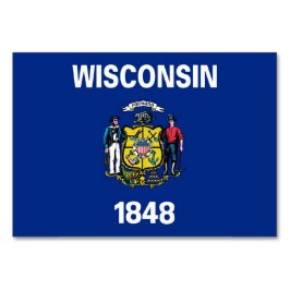 Patriotic bord-kort med Flagga av Wisconsin Bordsnummer