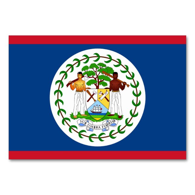Patriotic bord-kort med Flagga Belize Bordsnummer (Baksidan)