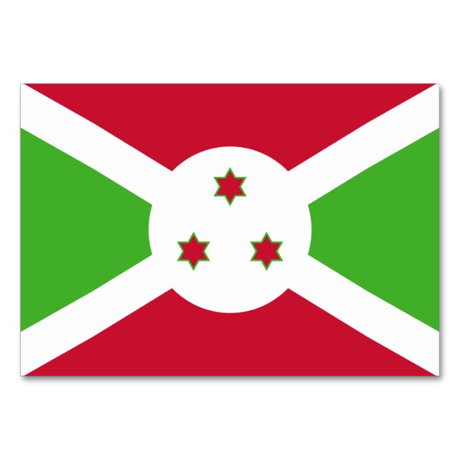 Patriotic bord-kort med Flagga Burundi Bordsnummer (Baksidan)