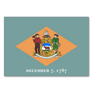Patriotic bord-kort med Flagga Delaware Bordsnummer