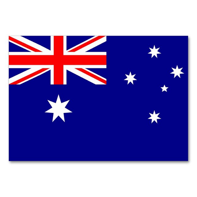 Patriotic bord-kort med Flagga från Australien Bordsnummer (Baksidan)