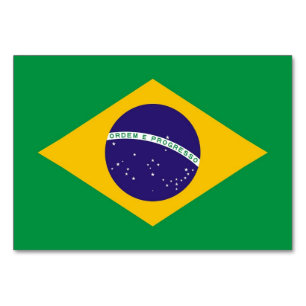 Patriotic bord-kort med Flagga från Brasilien Bordsnummer