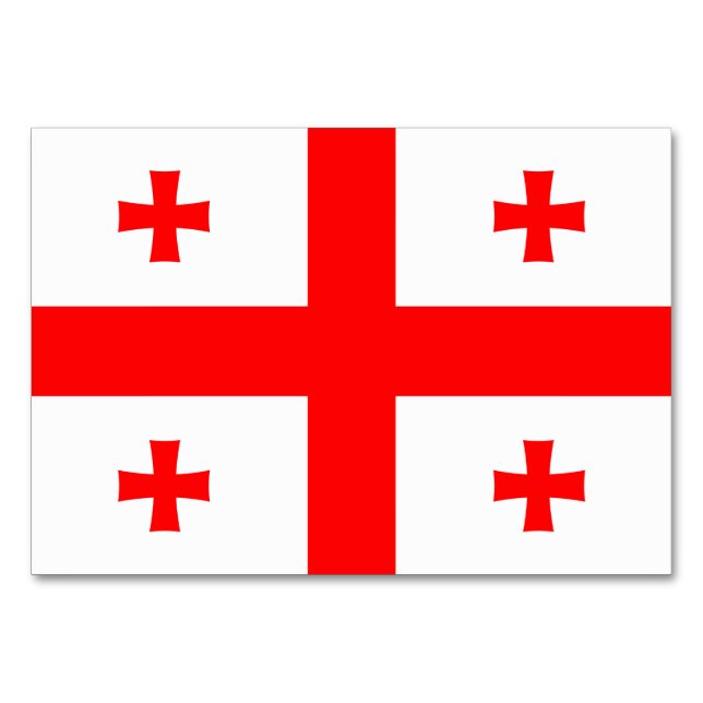 Patriotic bord-kort med Flagga från Georgien Bordsnummer (Framsidan)