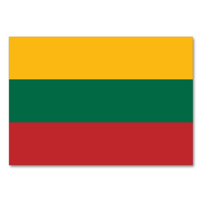 Patriotic bord-kort med Flagga från Litauen Bordsnummer (Baksidan)
