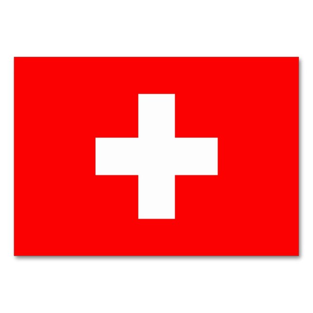 Patriotic bord-kort med Flagga från Schweiz Bordsnummer (Baksidan)