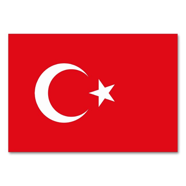 Patriotic bord-kort med Flagga från Turkiet Bordsnummer (Baksidan)