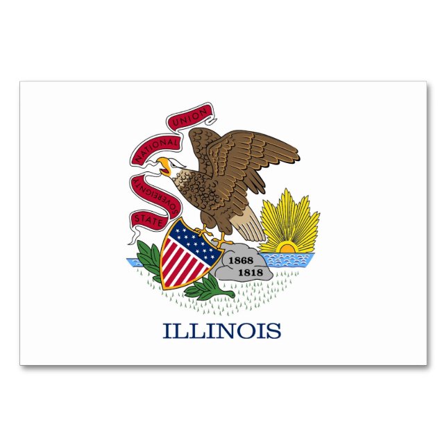 Patriotic bord-kort med Flagga Illinois Bordsnummer (Framsidan)
