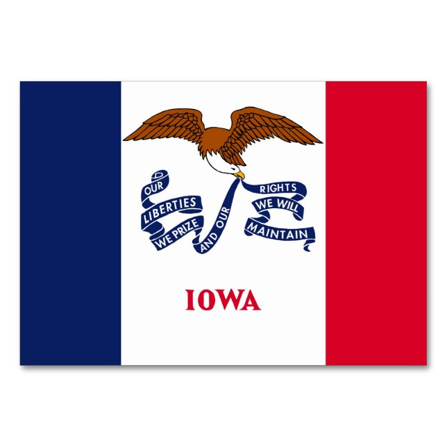Patriotic bord-kort med Flagga Iowa Bordsnummer (Framsidan)