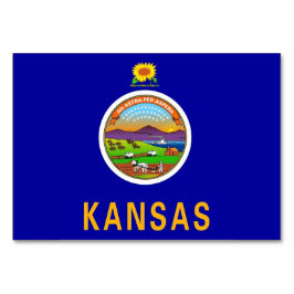 Patriotic bord-kort med Flagga Kansas Bordsnummer