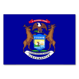 Patriotic bord-kort med Flagga Michigan Bordsnummer