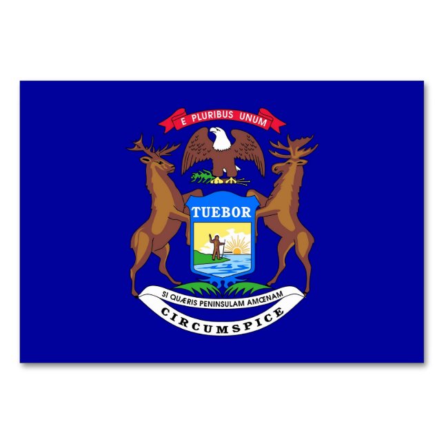 Patriotic bord-kort med Flagga Michigan Bordsnummer (Framsidan)
