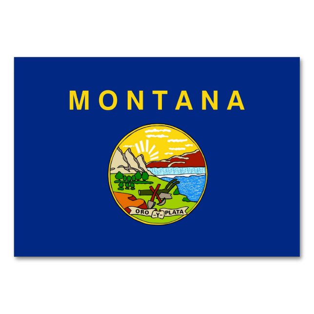 Patriotic bord-kort med Flagga Montana Bordsnummer (Baksidan)