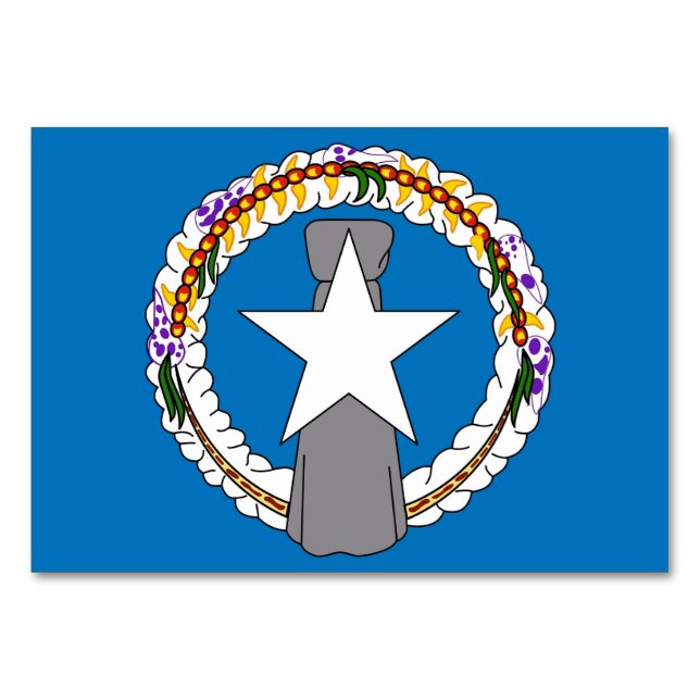 Patriotic bord-kort med Flagga Nordmariana Bordsnummer (Baksidan)