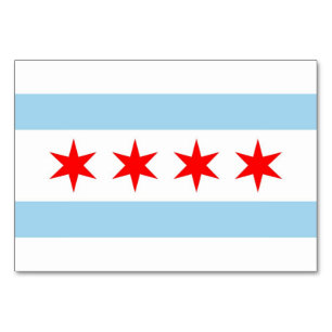 Patriotic bord-kort med Flagga of Chicago Bordsnummer