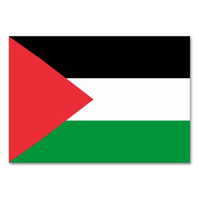 Patriotic bord-kort med Flagga Palestina Bordsnummer (Baksidan)