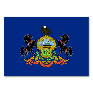 Patriotic bord-kort med Flagga Pennsylvania Bordsnummer