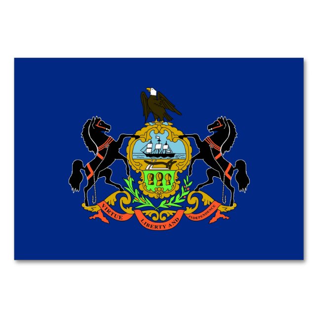 Patriotic bord-kort med Flagga Pennsylvania Bordsnummer (Baksidan)