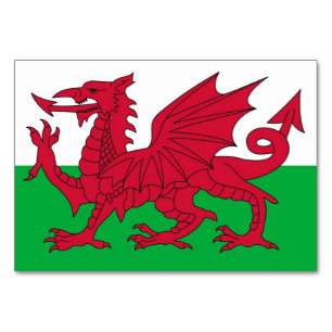 Patriotic bord-kort med Flagga Wales Bordsnummer
