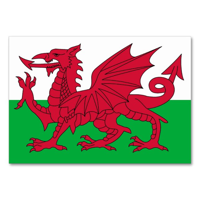 Patriotic bord-kort med Flagga Wales Bordsnummer (Baksidan)