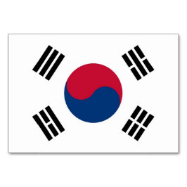 Patriotic bord-kort med Sydkoreas Flagga Bordsnummer