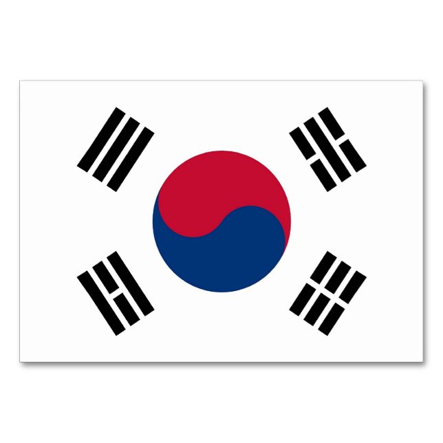 Patriotic bord-kort med Sydkoreas Flagga Bordsnummer (Baksidan)